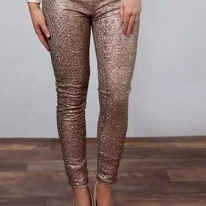 Gold Holiday Sequin Leggings NWOT Sz M (4-8)